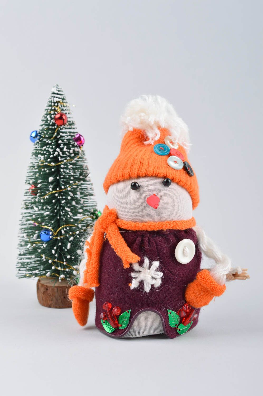 Peluche Bonhomme de neige en tissu faite main de Noël Décoration maison photo 1