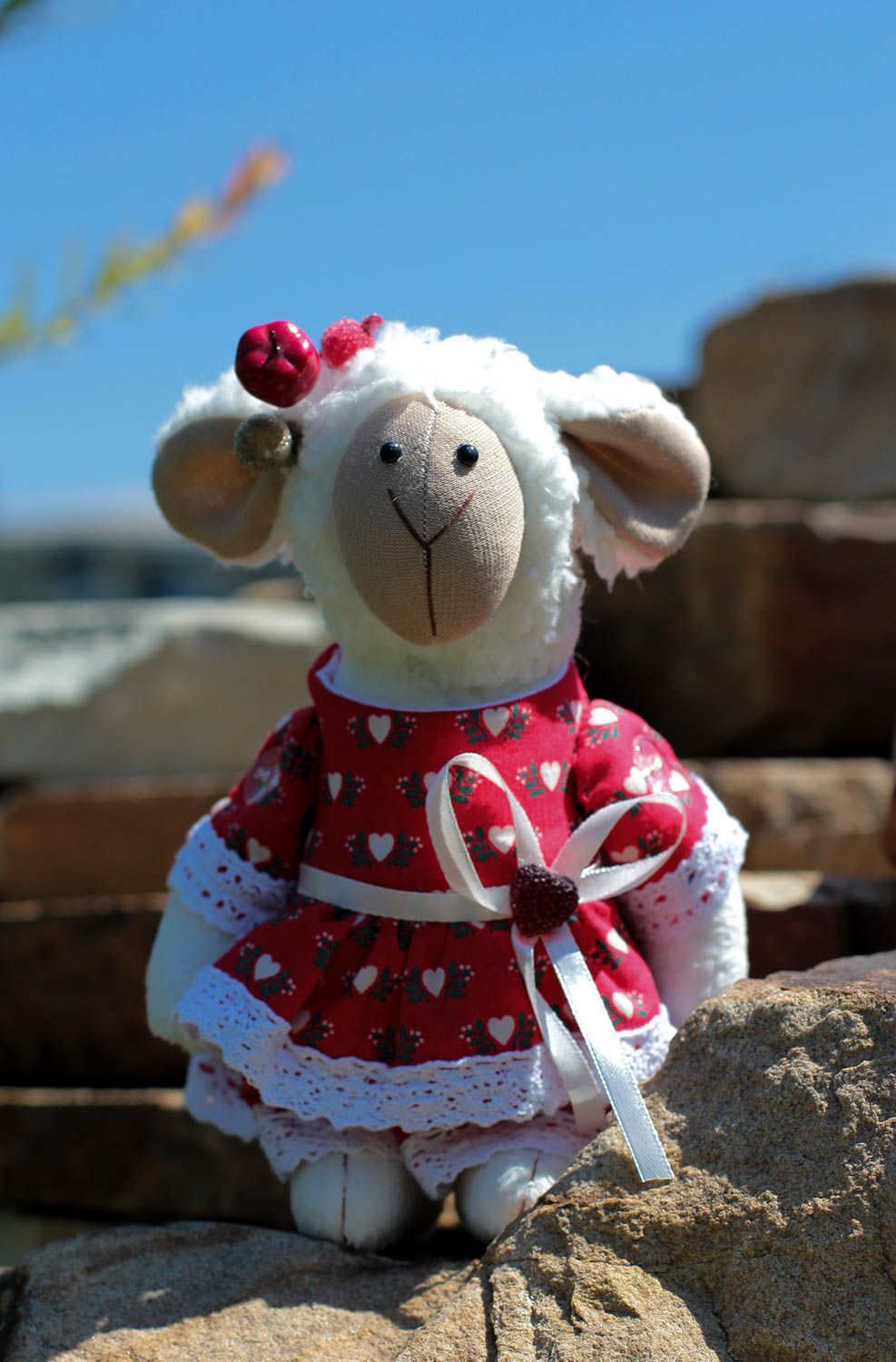 Peluche mouton faite main Jouet enfant Peluche en tissu Cadeau original photo 5