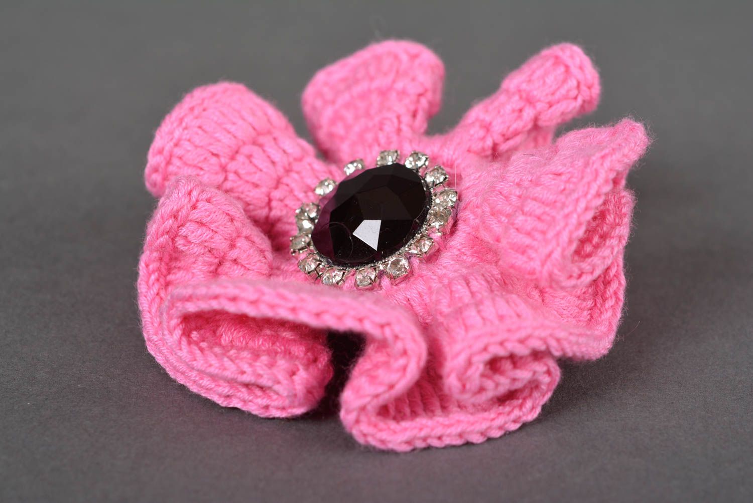Резинка крючком украшение ручной работы аксессуар для волос розовый цветок фото 5