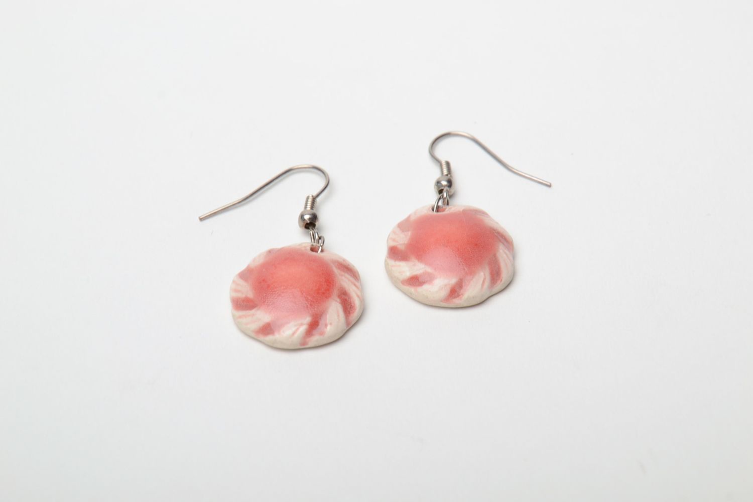 Round colorful ceramic earrings photo 3