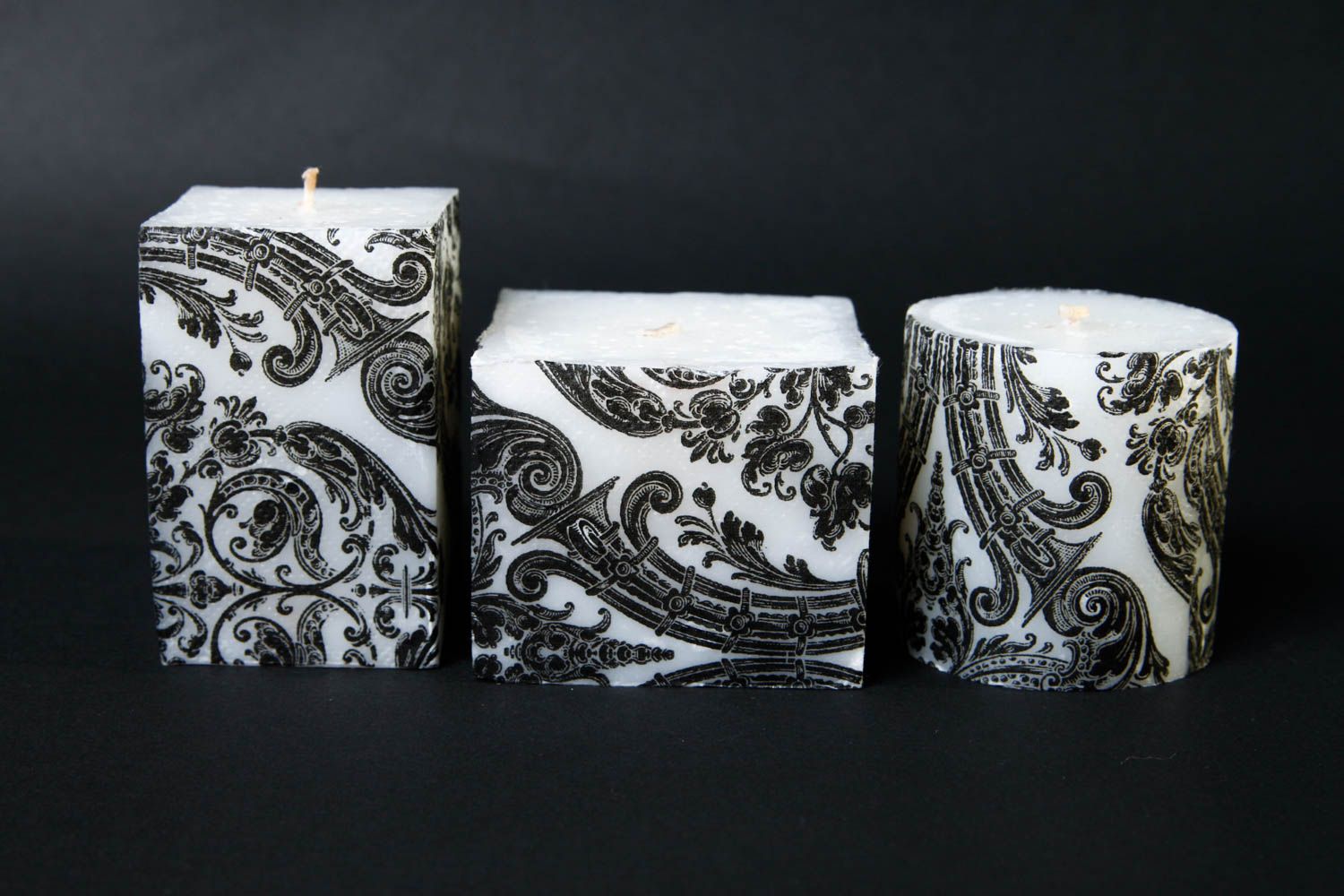 Beautiful handmade paraffin candles 3 pieces interior decorating small gifts photo 3
