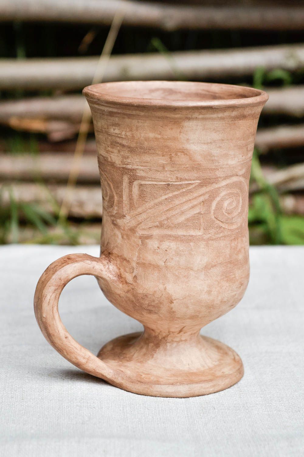 Copa de barro artesanal vasija de cerámica para tomar coñac regalo original foto 1