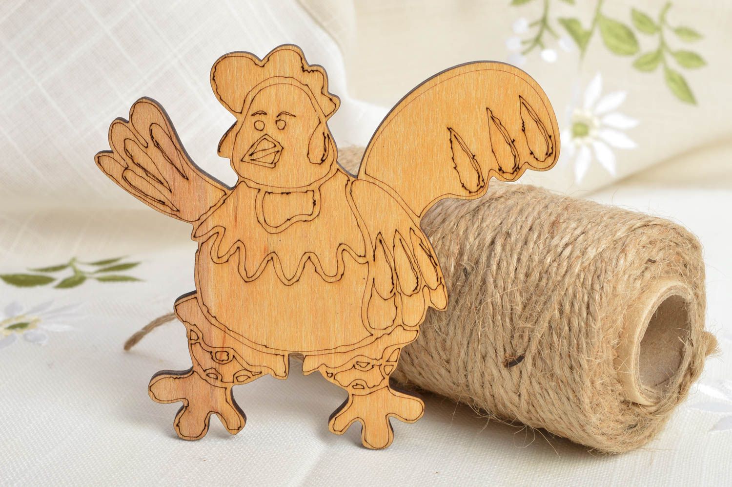 Blank for creativity in the form of rooster made of plywood small handmade decor photo 1