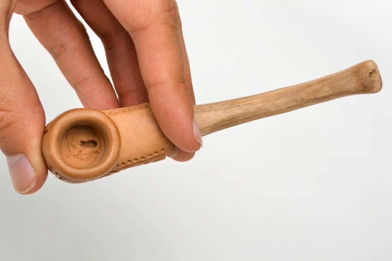 Pipa de barro hecha a mano accesorio para fumador modelado regalo para hombre foto 5