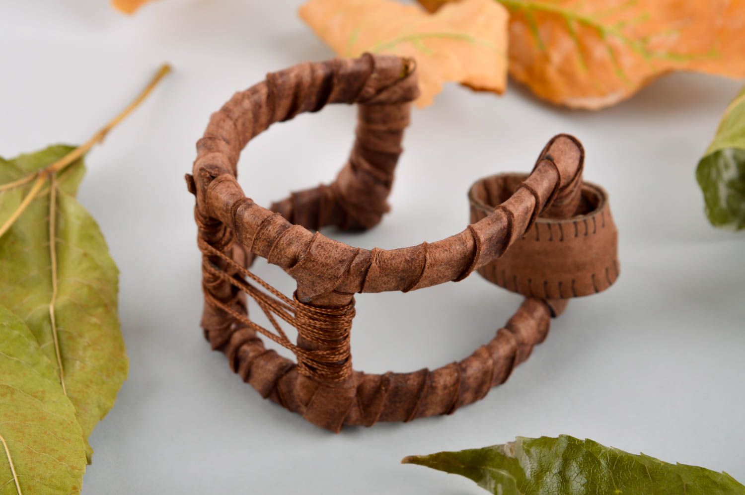 Handmade leather bracelet author design bracelet handmade leather jewelry photo 1