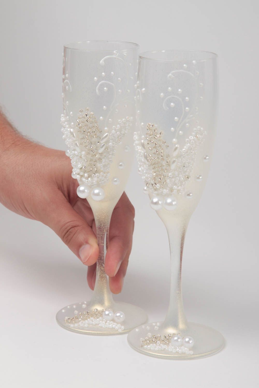 Flûtes à champagne fait main Verres à vin Service vaisselle blanches design photo 5
