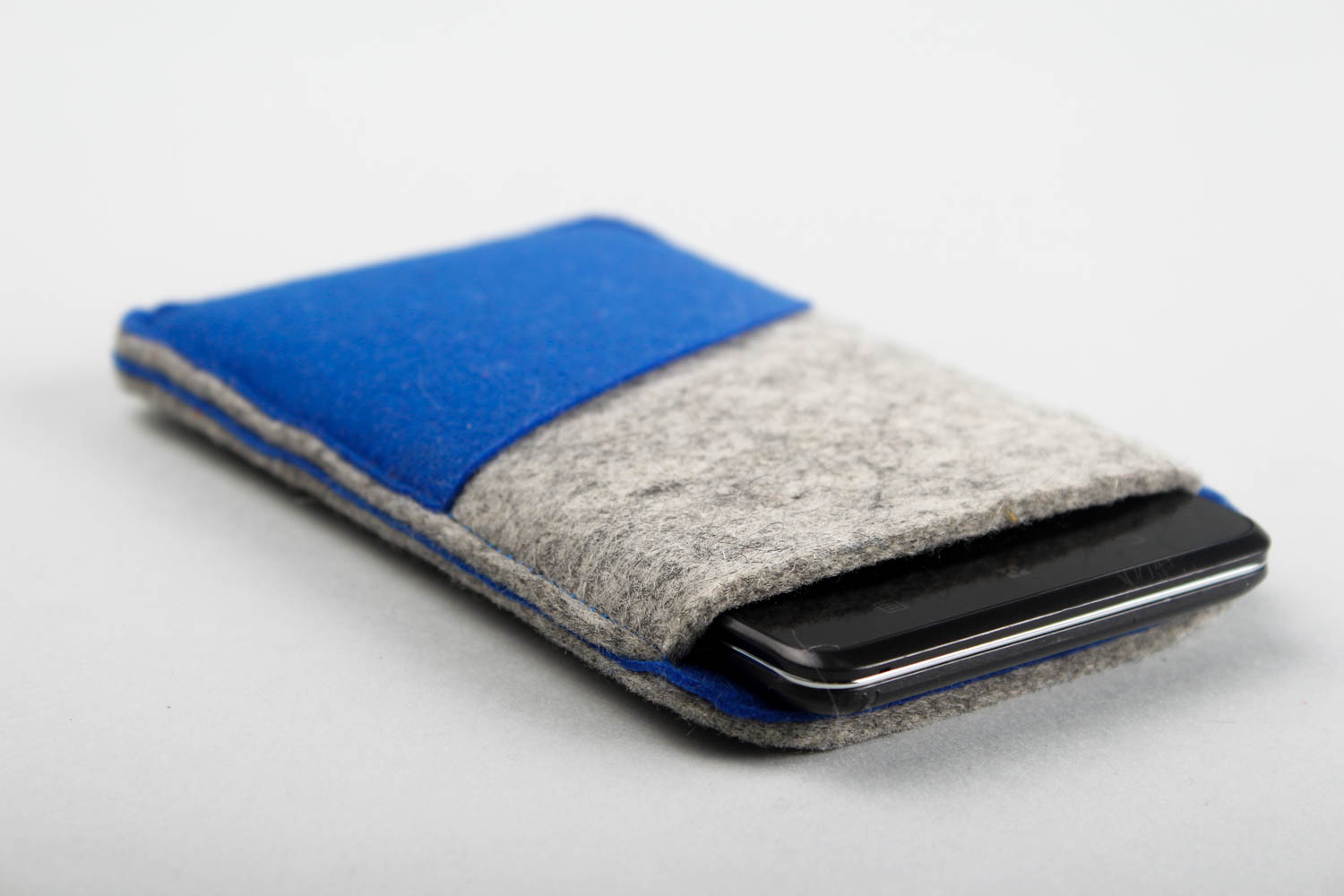 Handmade case for phone designer phone case felted case blue gadget case  photo 1