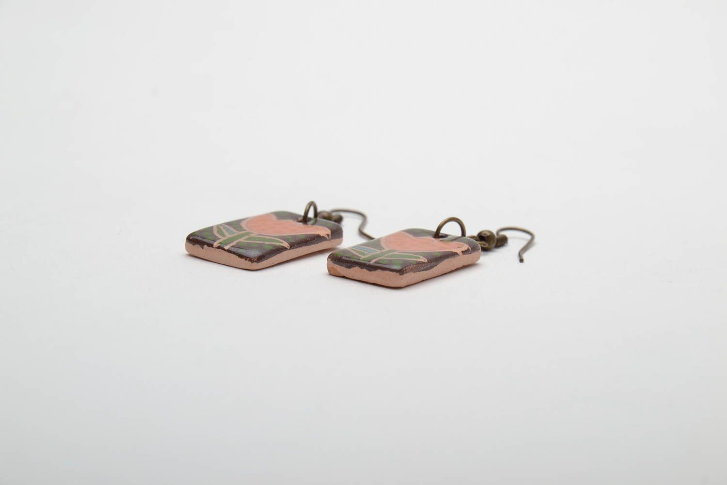 Ceramic earrings with pattern photo 3
