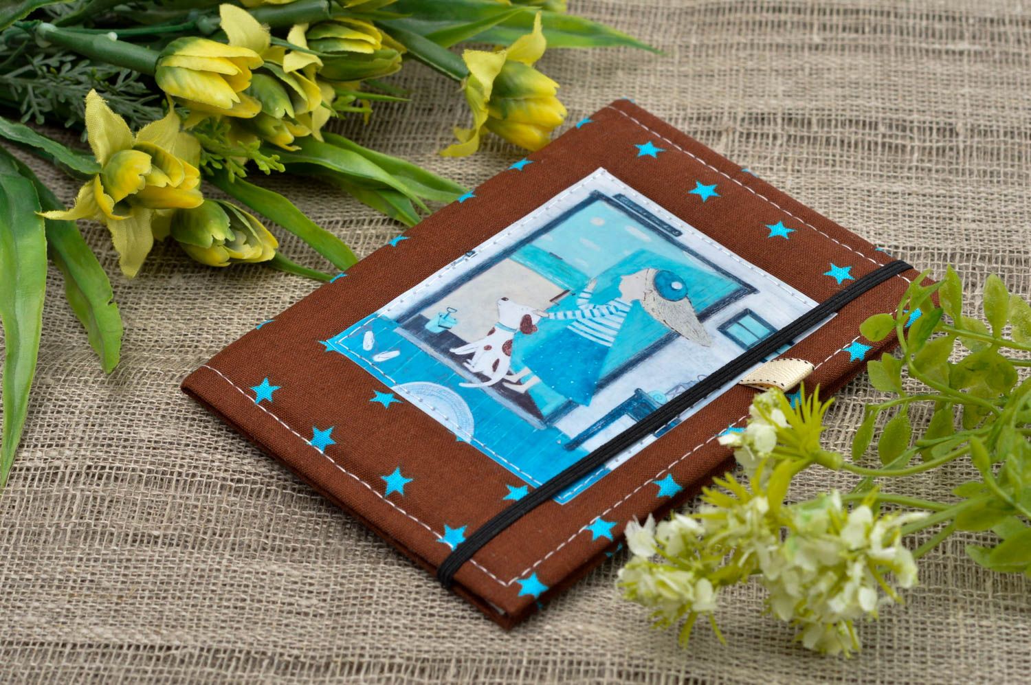 Stylish handmade fabric passport cover soft cover for documents handmade gifts photo 1