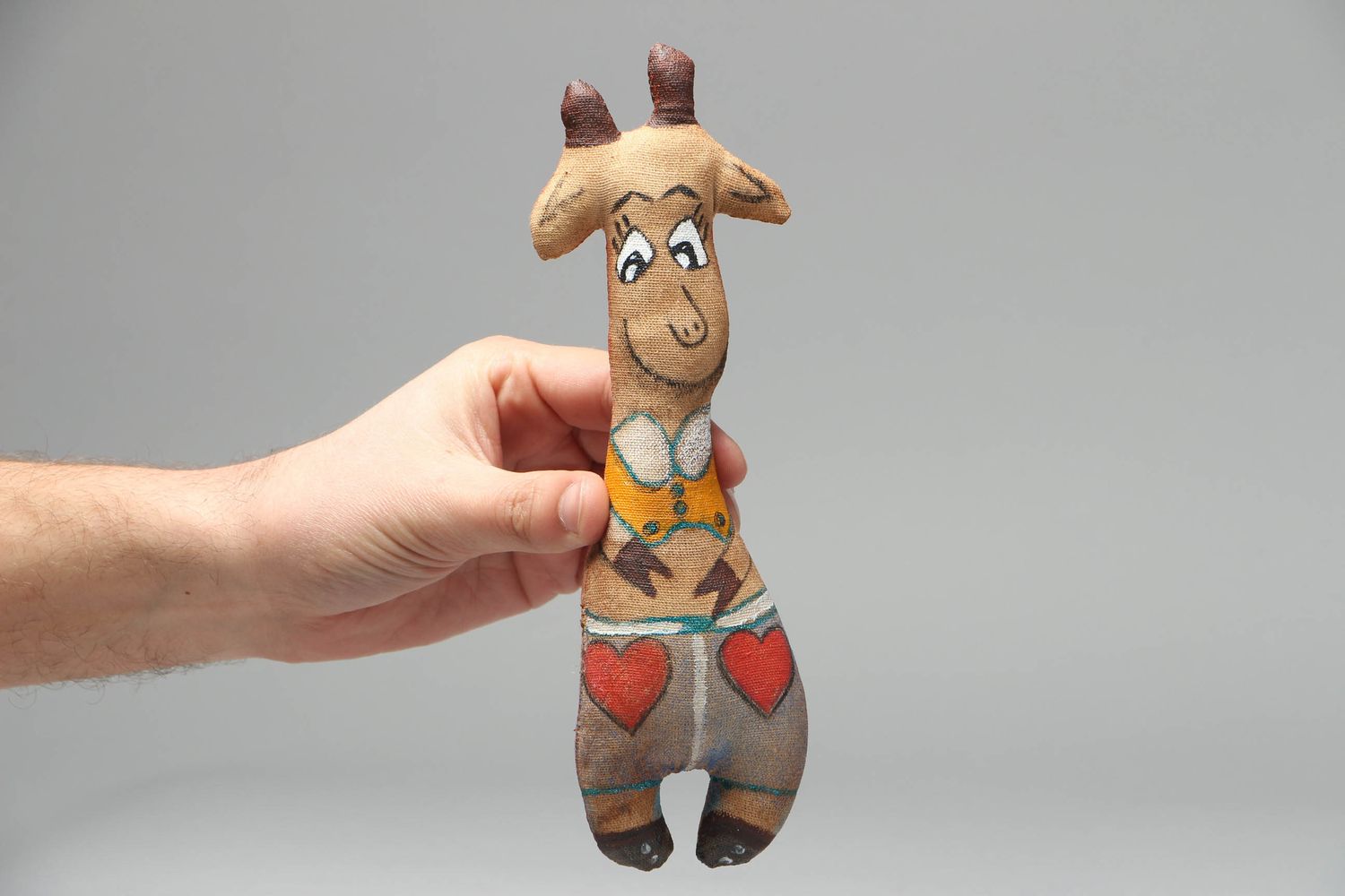 Мягкая игрушка текстильная с росписью акриловыми красками Козлик фото 4