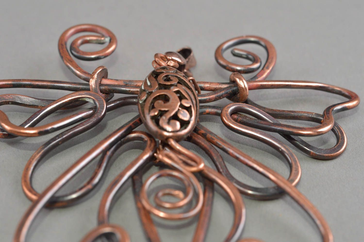 Copper handmade pendant unusual beautiful necklace metal cute accessory photo 5