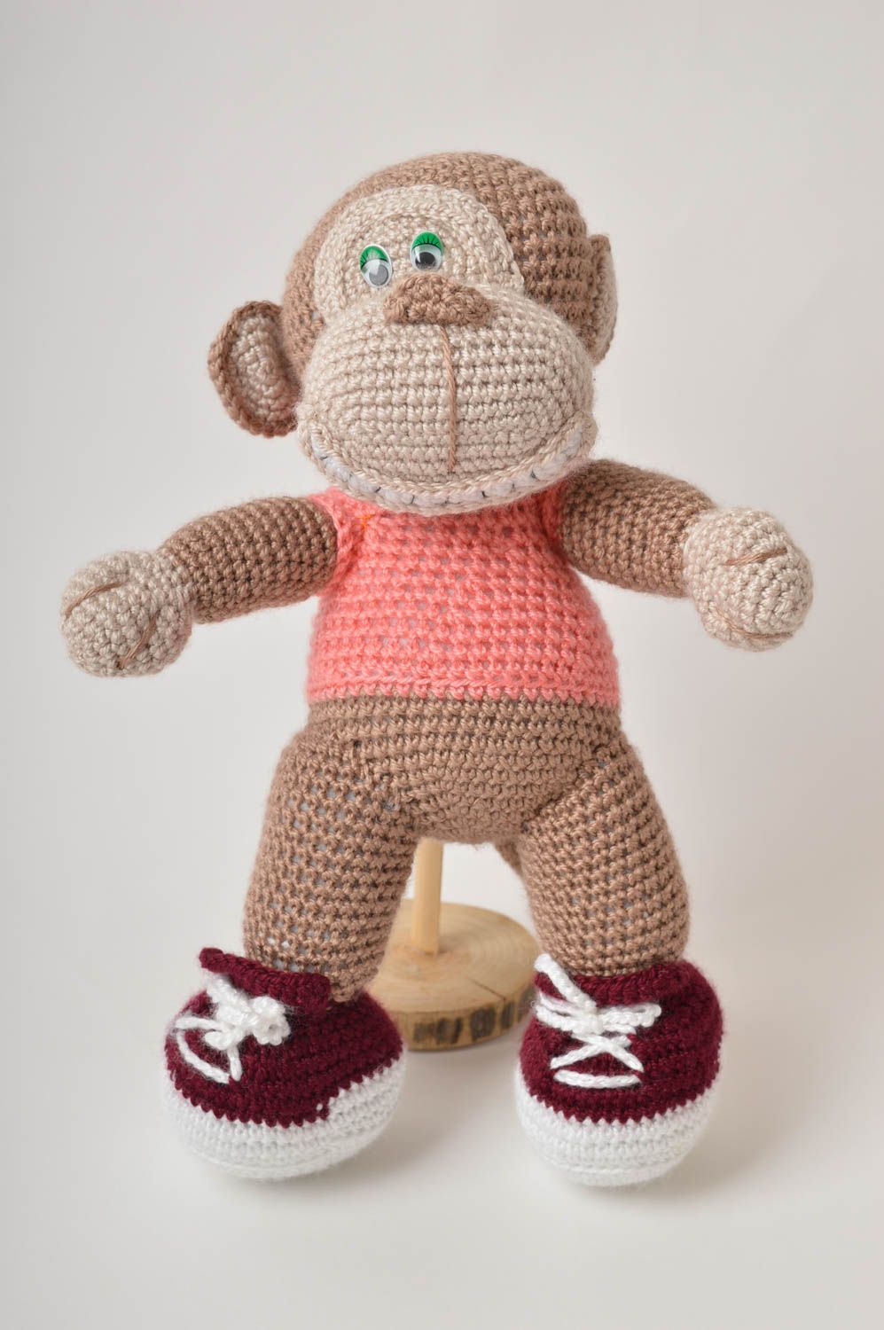 Jouet singe Peluche faite main tricotée fils acryliques Cadeau pour enfant photo 3