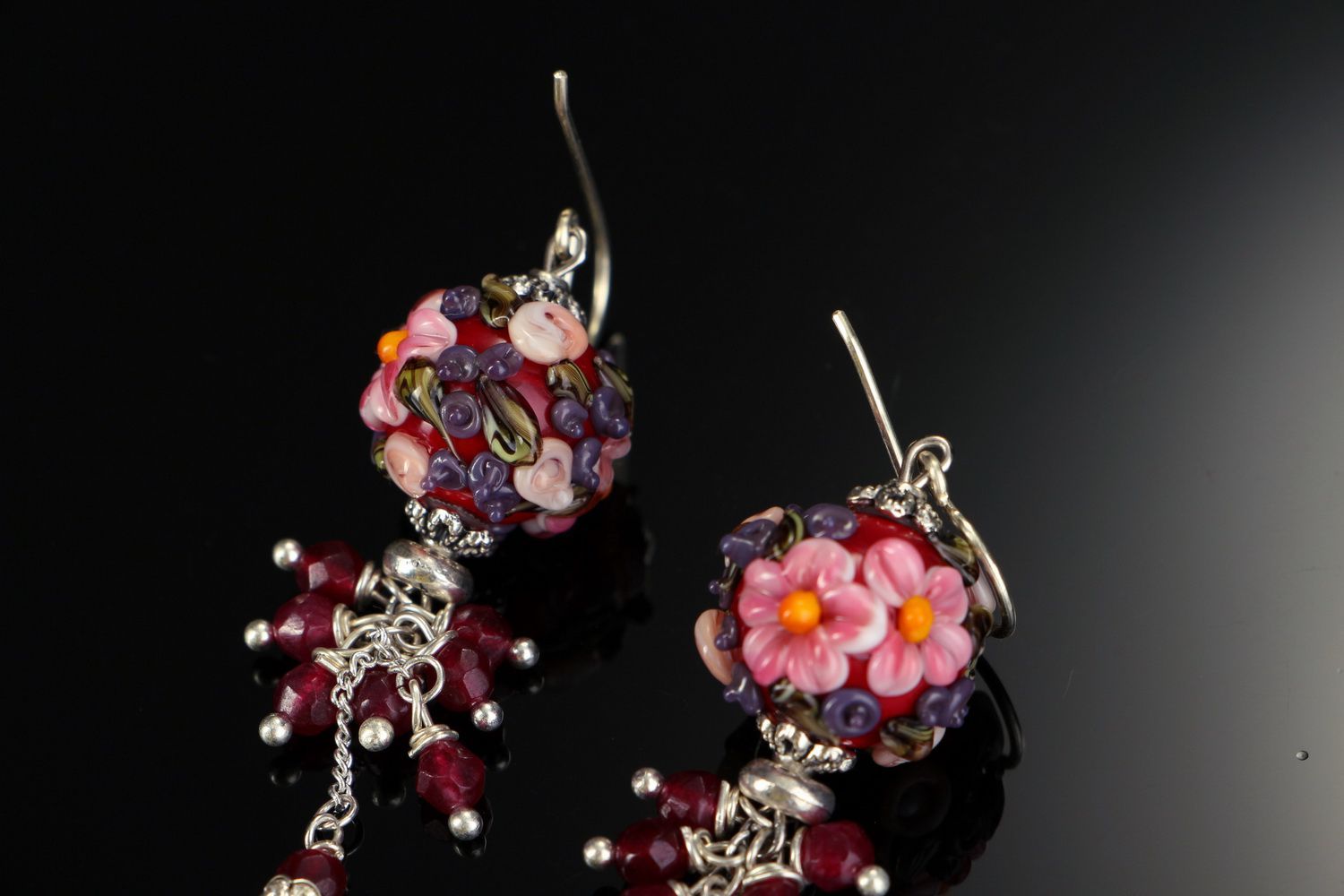 Earrings made from glass and pearls Garden of Eden photo 3