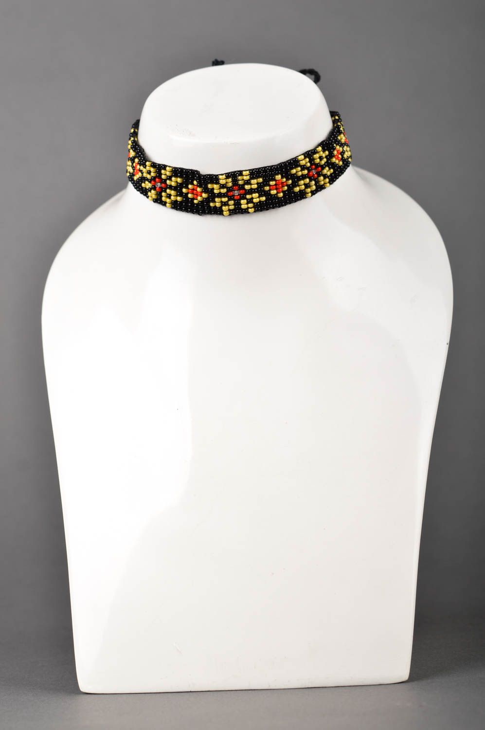 Handmade elegant necklace jewelry in ethnic style unusual wide necklace photo 1