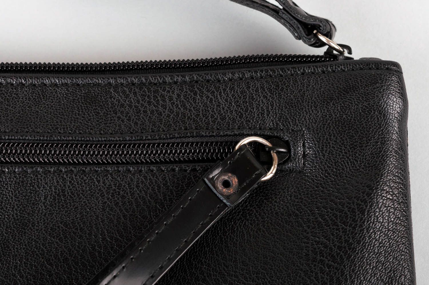 Stylish handmade clutch leather bag with zip unusual beautiful accessory photo 5