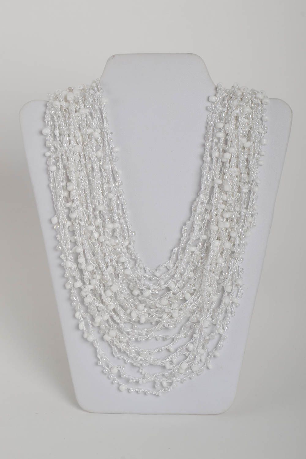 Handmade beautiful necklace white designer necklace unusual accessory photo 2