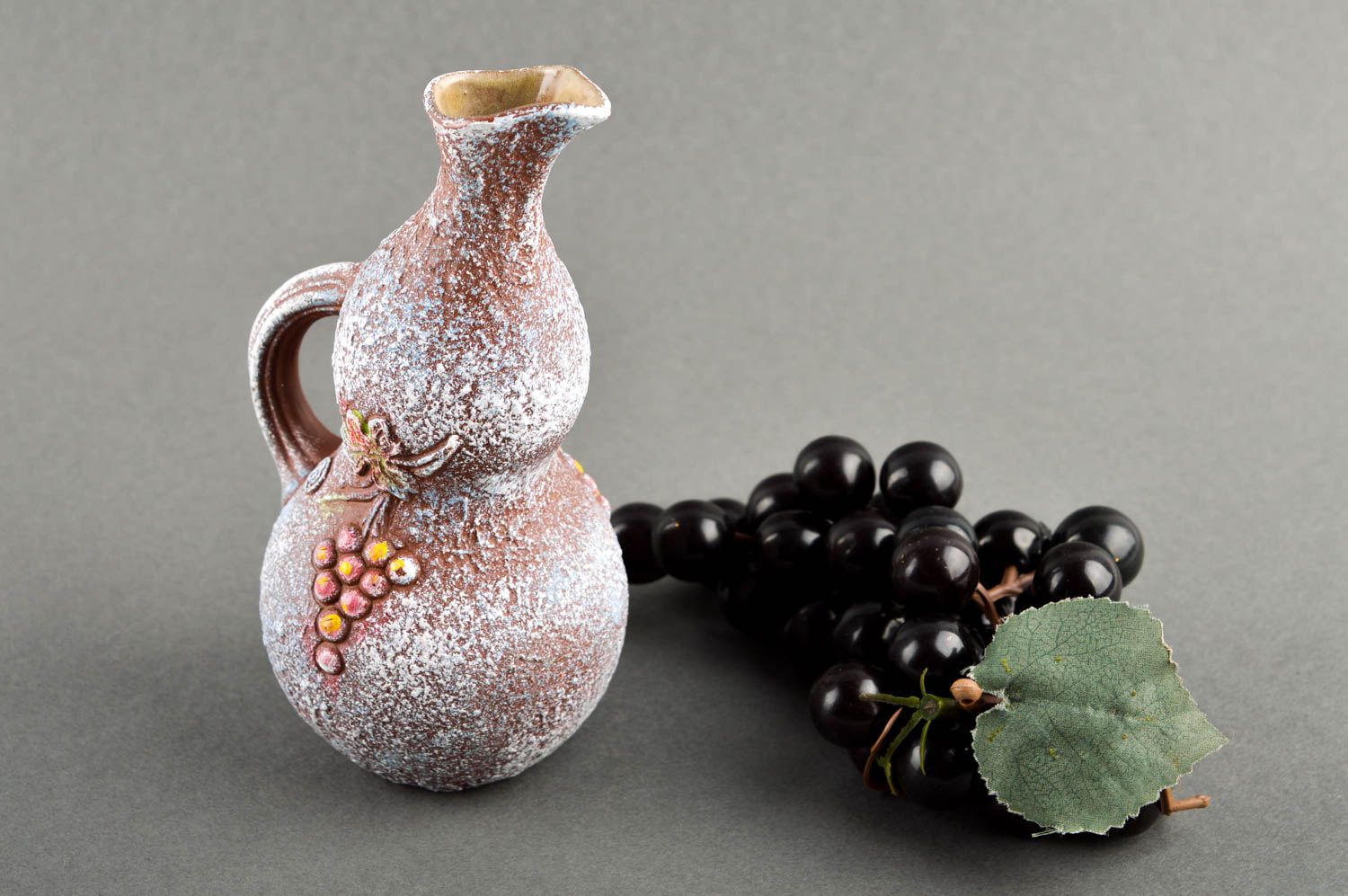 12 oz ceramic wine carafe in grape shape with handle 0,45 lb photo 1