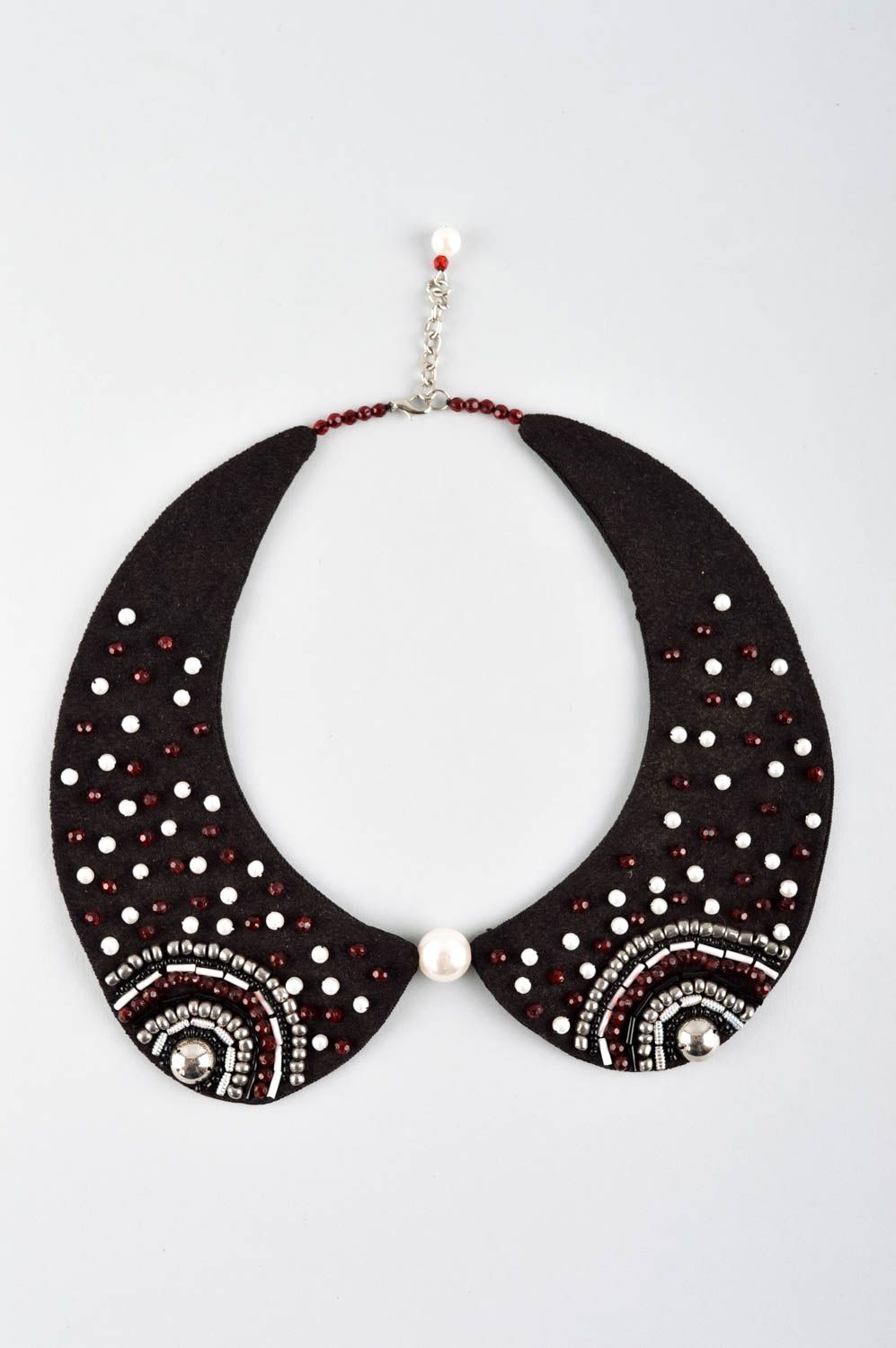 Black unusual necklace handmade stylish accessories beautiful jewelry photo 2