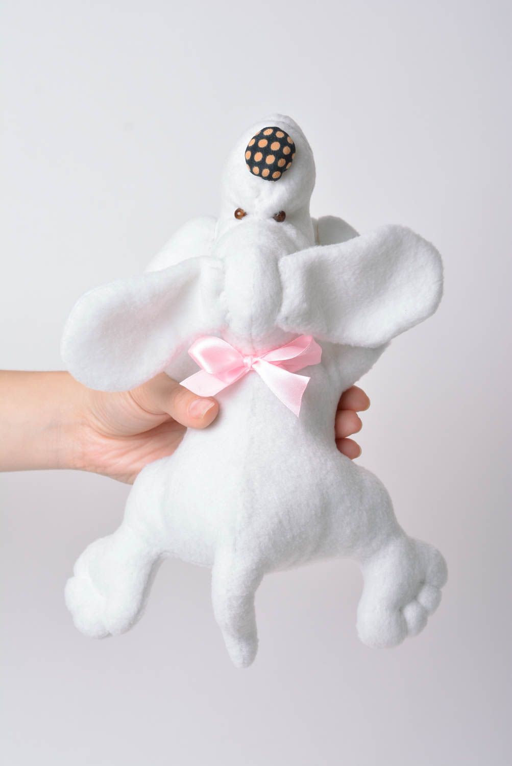Handmade decorative toy white dog made of fleece for children and interior decor photo 2