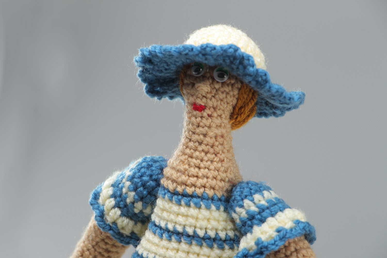 Handmade designer soft doll crochet of acrylic threads Lady photo 3