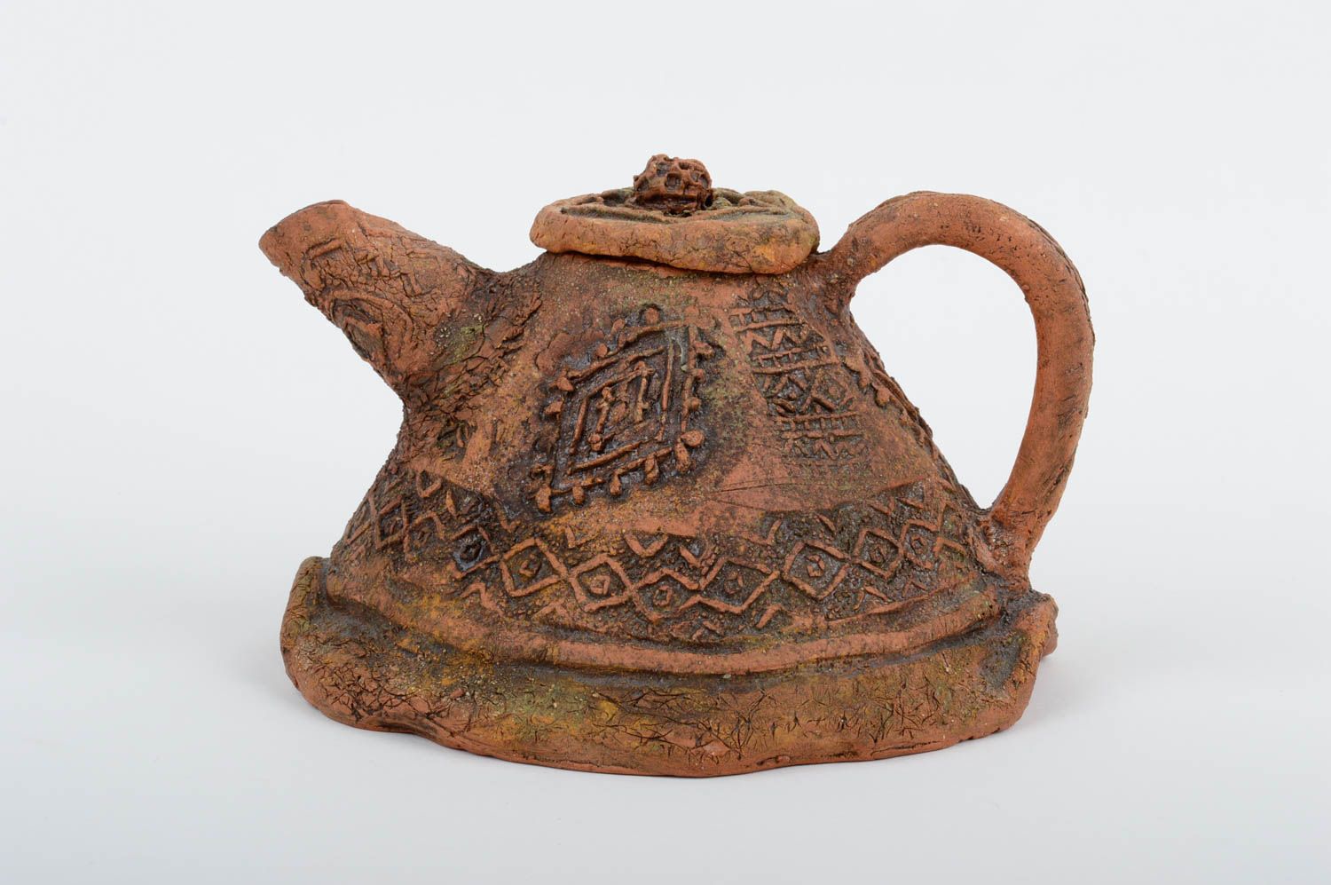 Tee Kanne handgemacht Deko aus Naturmaterialien braun Teekanne aus Ton foto 1