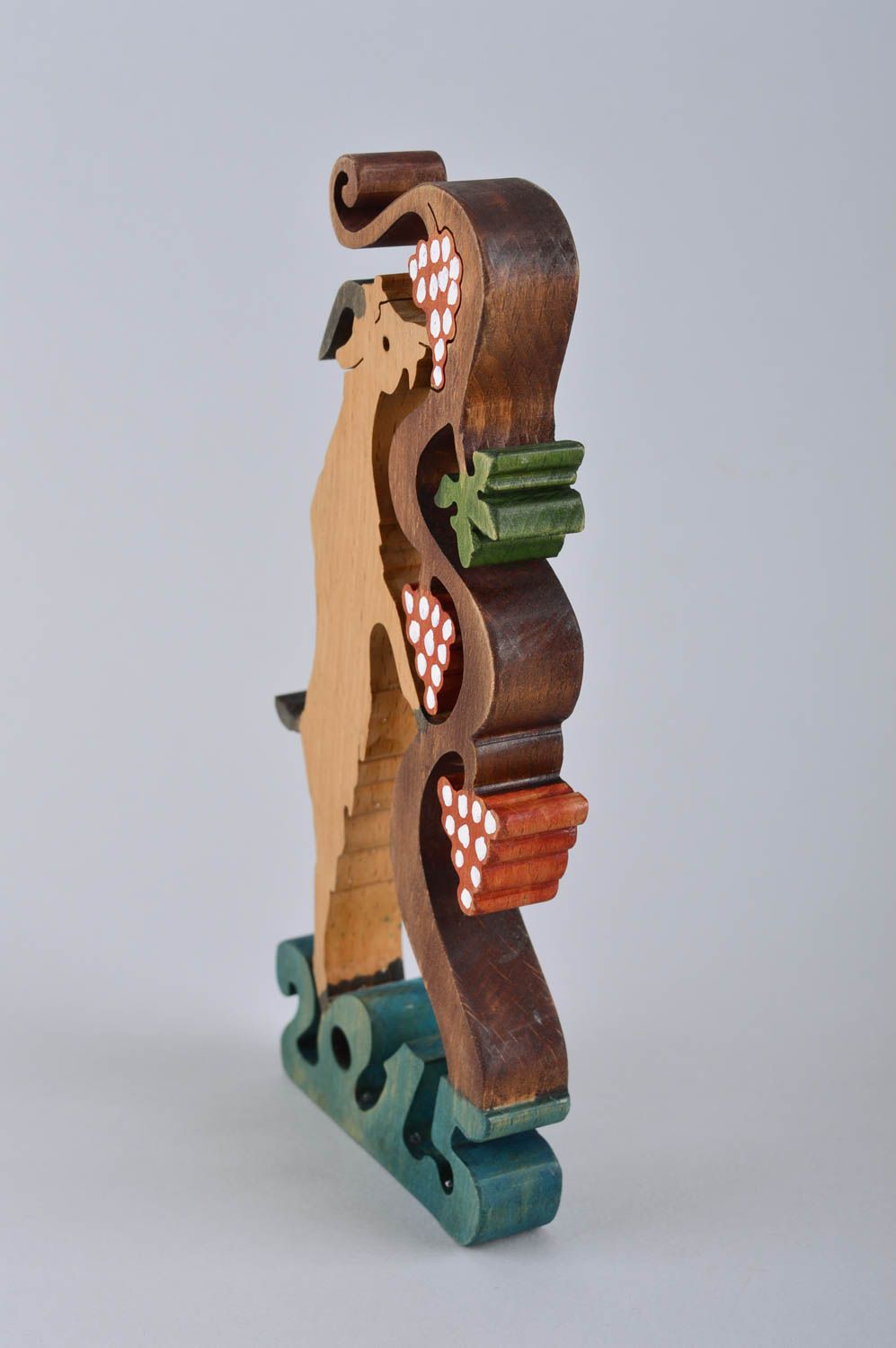 Figurine chèvre faite main Statuette bois Déco maison hêtre couleurs écologiques photo 3