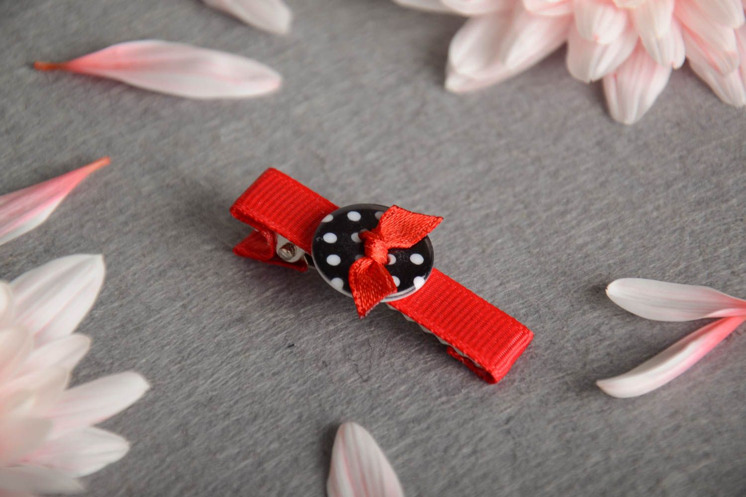 Red hair clip for girls designer beautiful handmade hair barrette for children photo 1