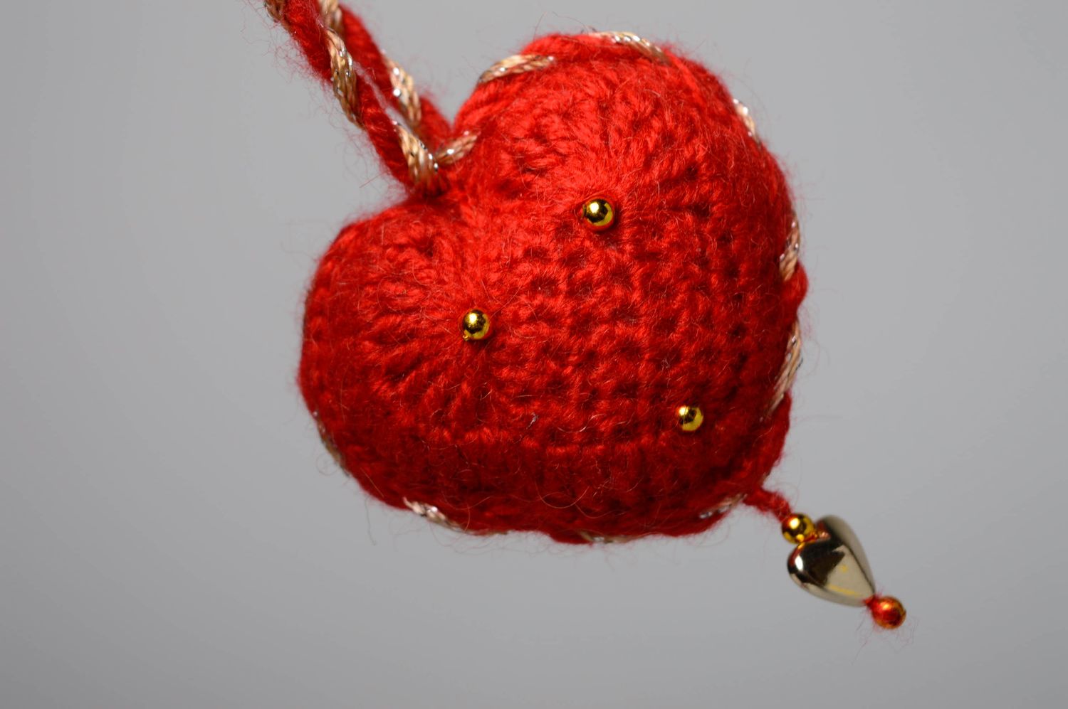 Suspension décorative Coeur Rouge au crochet photo 3
