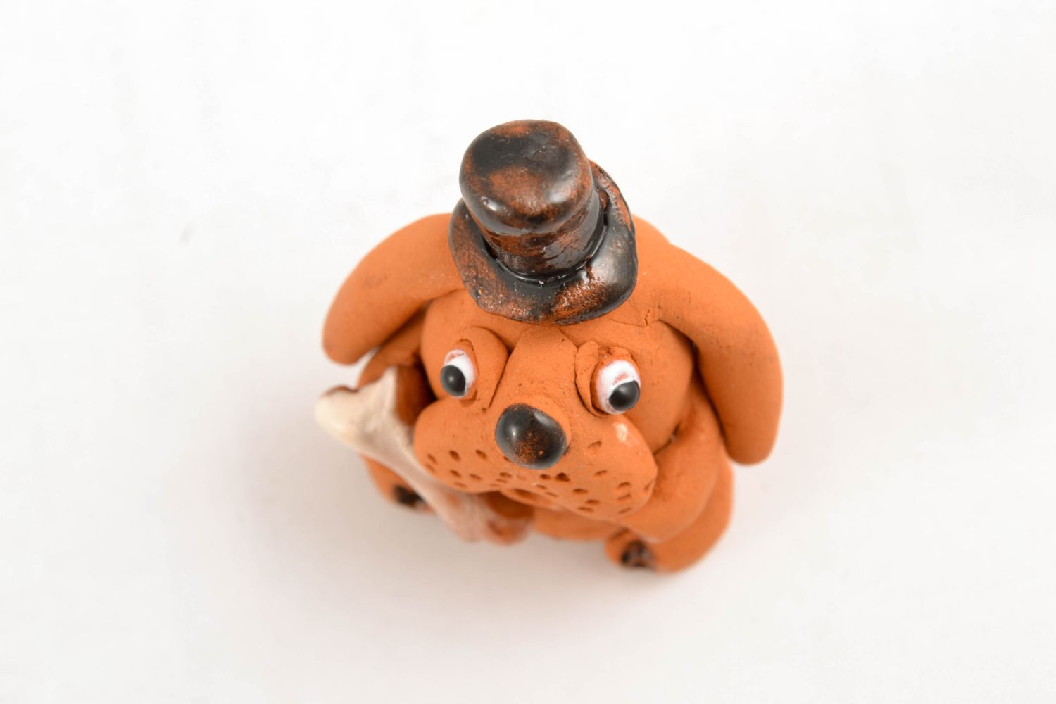 Figurine chien en argile faite main photo 3
