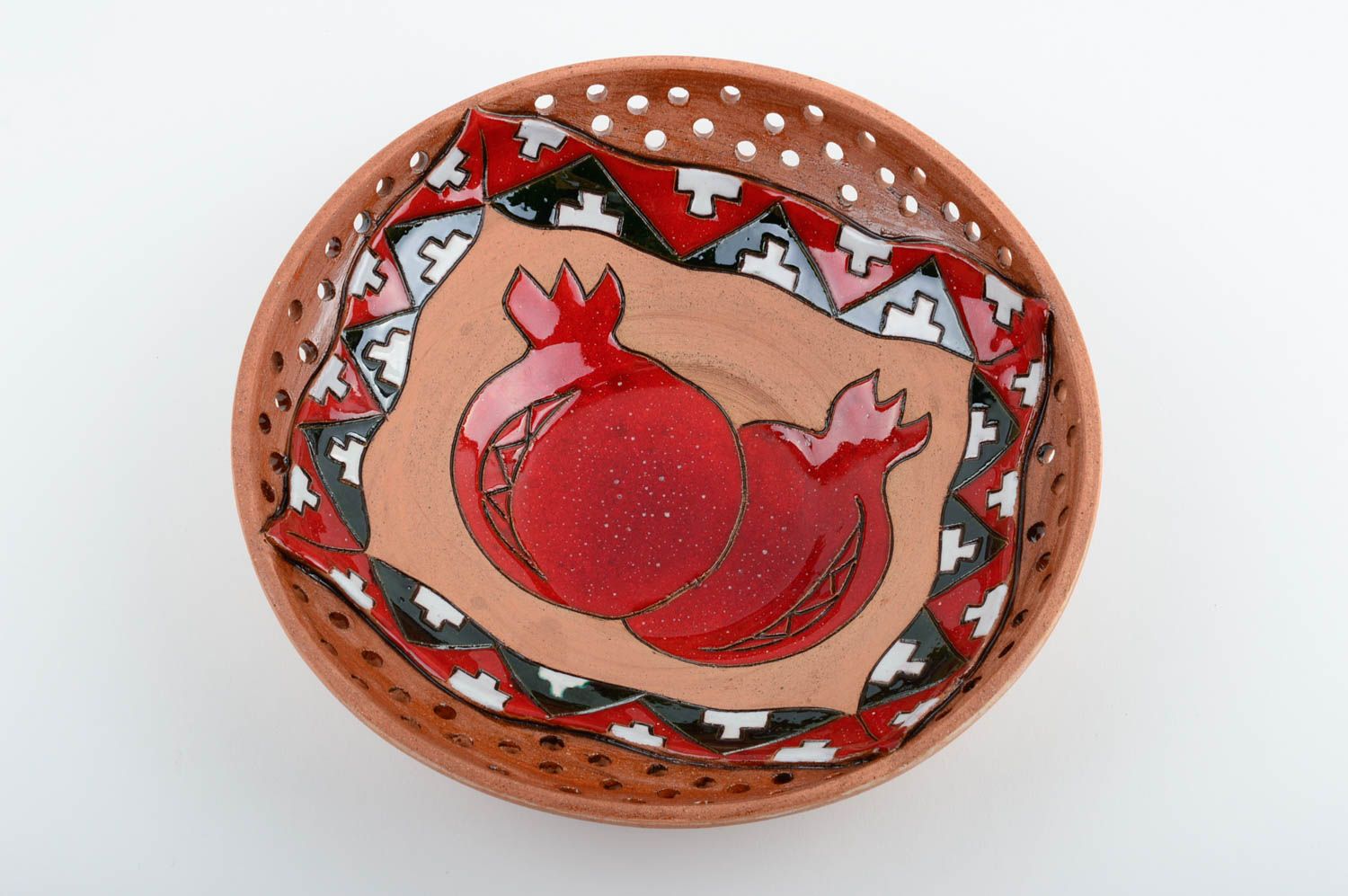 Grand bol à fruits fait main Assiette creuse ronde peinte Vaisselle céramique photo 5