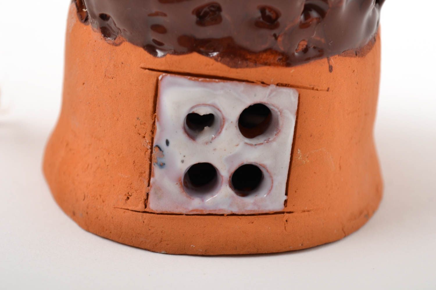 Колокольчик из глины ручной работы авторская керамика глиняный сувенир домик фото 4