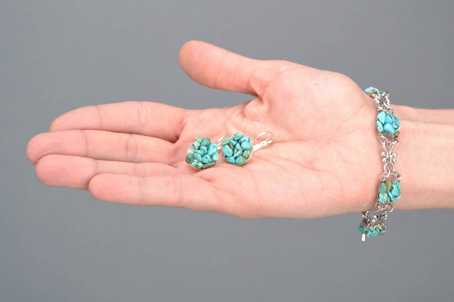 Earrings and bracelet with turquoise photo 2
