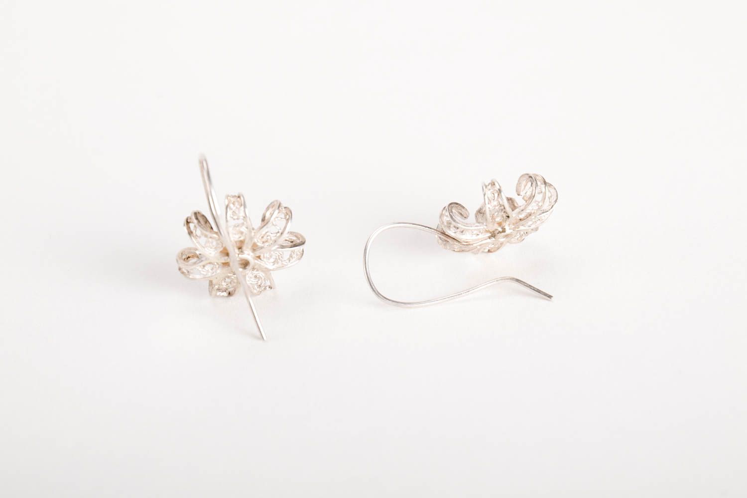 Boucles d'oreilles faites main Bijou argent fleurs Accessoire pour femme photo 5