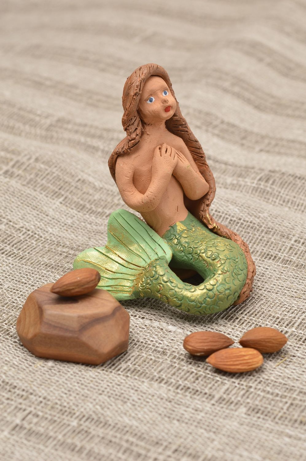 Figurine fait main Statuette décorative sirène en céramique Déco maison photo 5