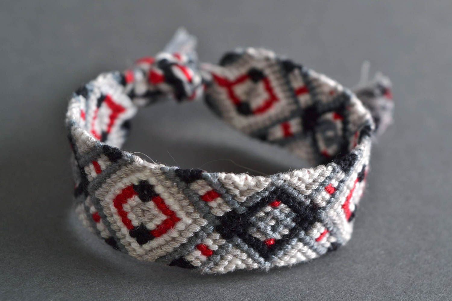 Handmade designer macrame woven friendship bracelet with ties photo 1