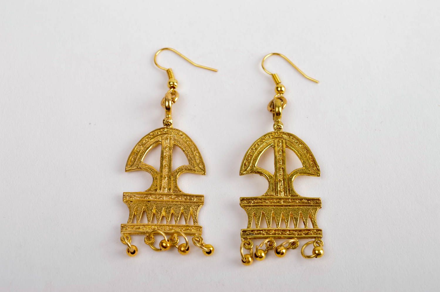 Handmade lange Ohrhänger Metall Schmuck Ohrringe für Damen orientalisch Messing foto 3