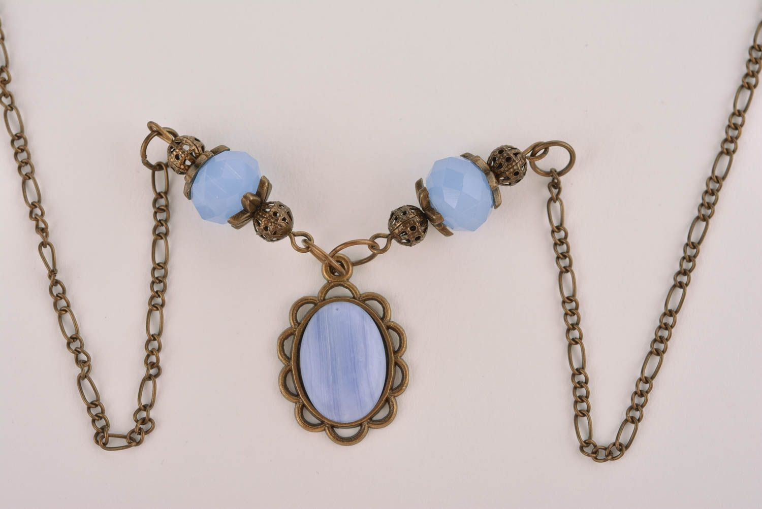 Modeschmuck Collier handgemacht Frauen Accessoire blau Schmuck Halskette foto 1