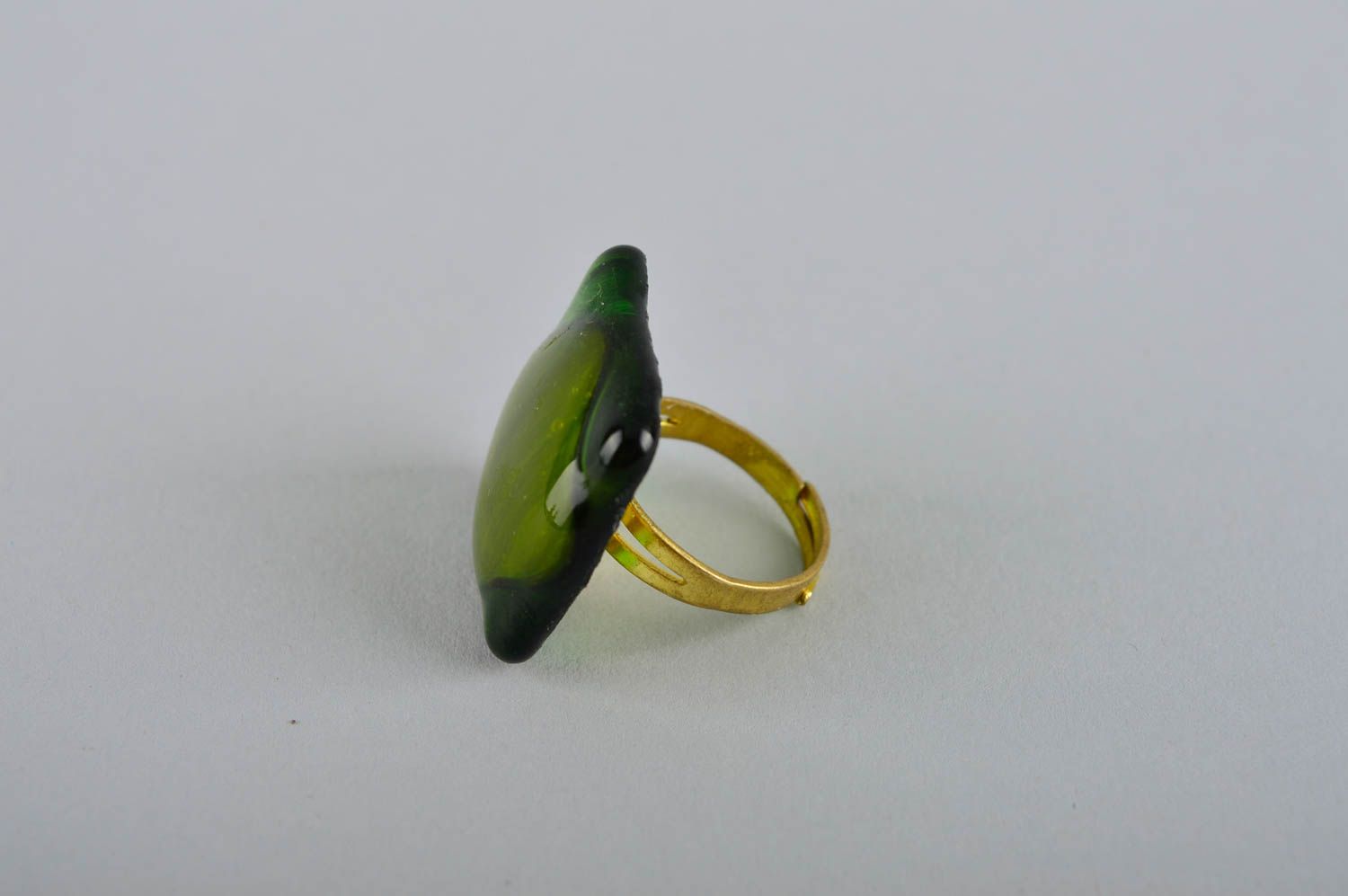 Handmade Schmuck aus Glas Ring Damen Designer Accessoire Geschenk Ideen grün foto 3