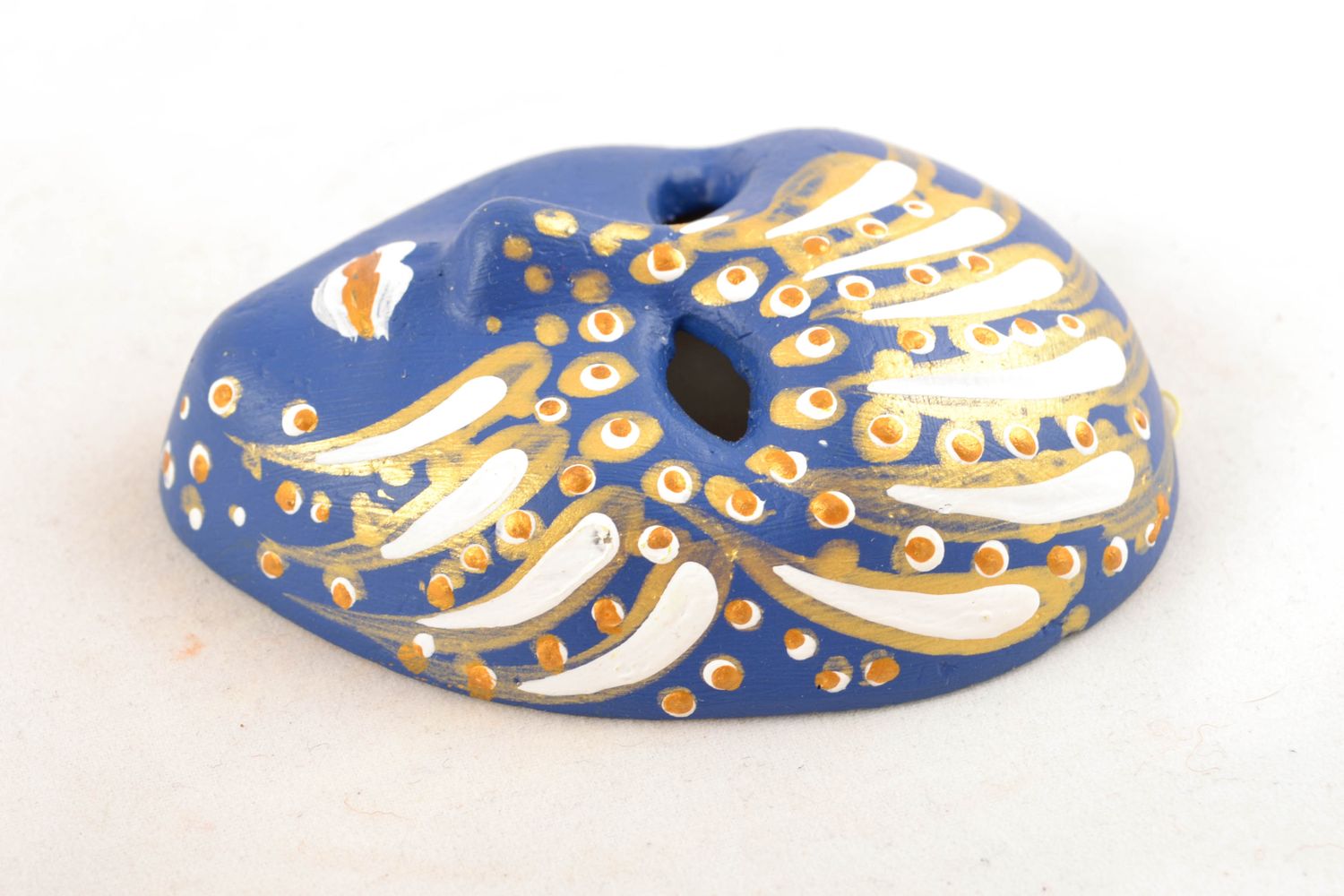 Интерьерная подвеска карнавальная маска синяя с росписью  фото 5