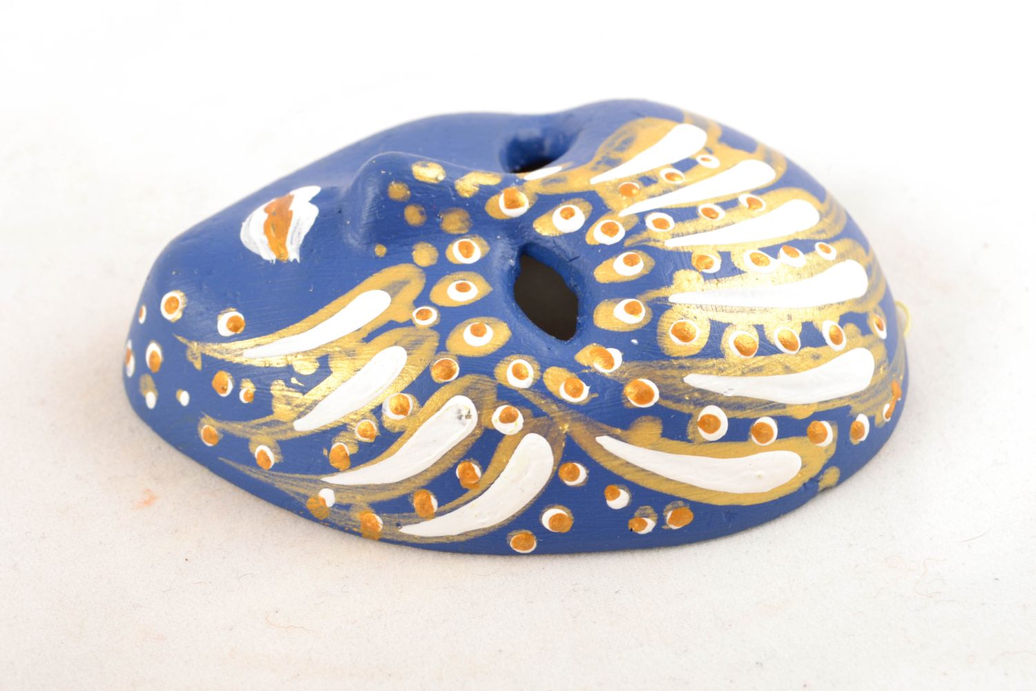 Maschera di carnevale piccola fatta a mano in ceramica decorazione da parete  foto 5