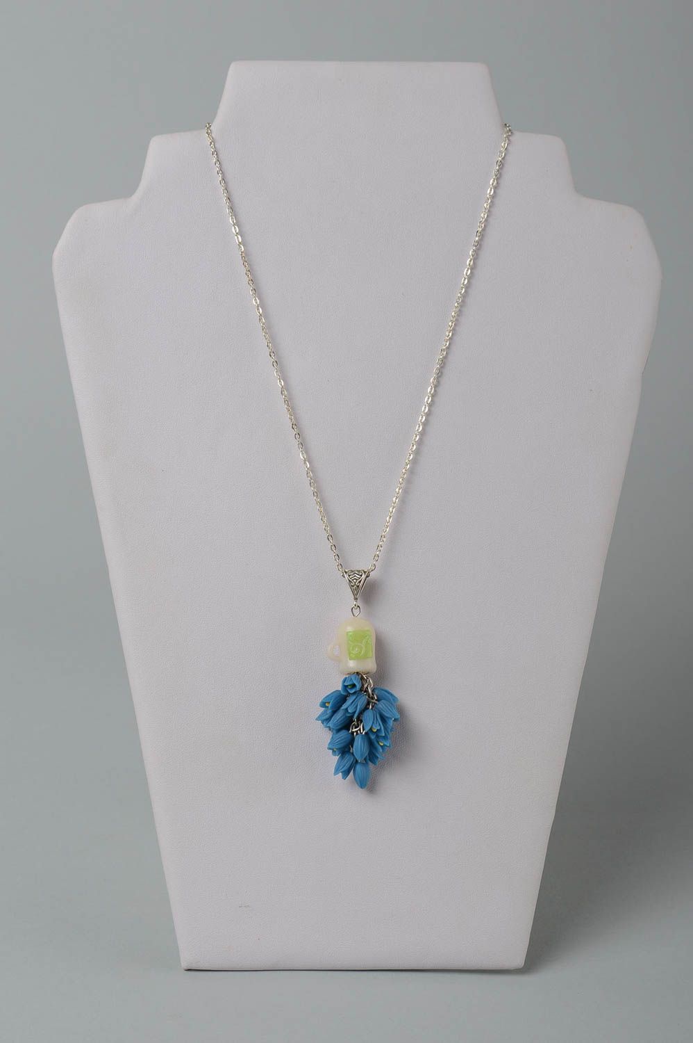 Handmade Damen Collier Modeschmuck Halskette Accessoires für Frauen blaue Blumen foto 1