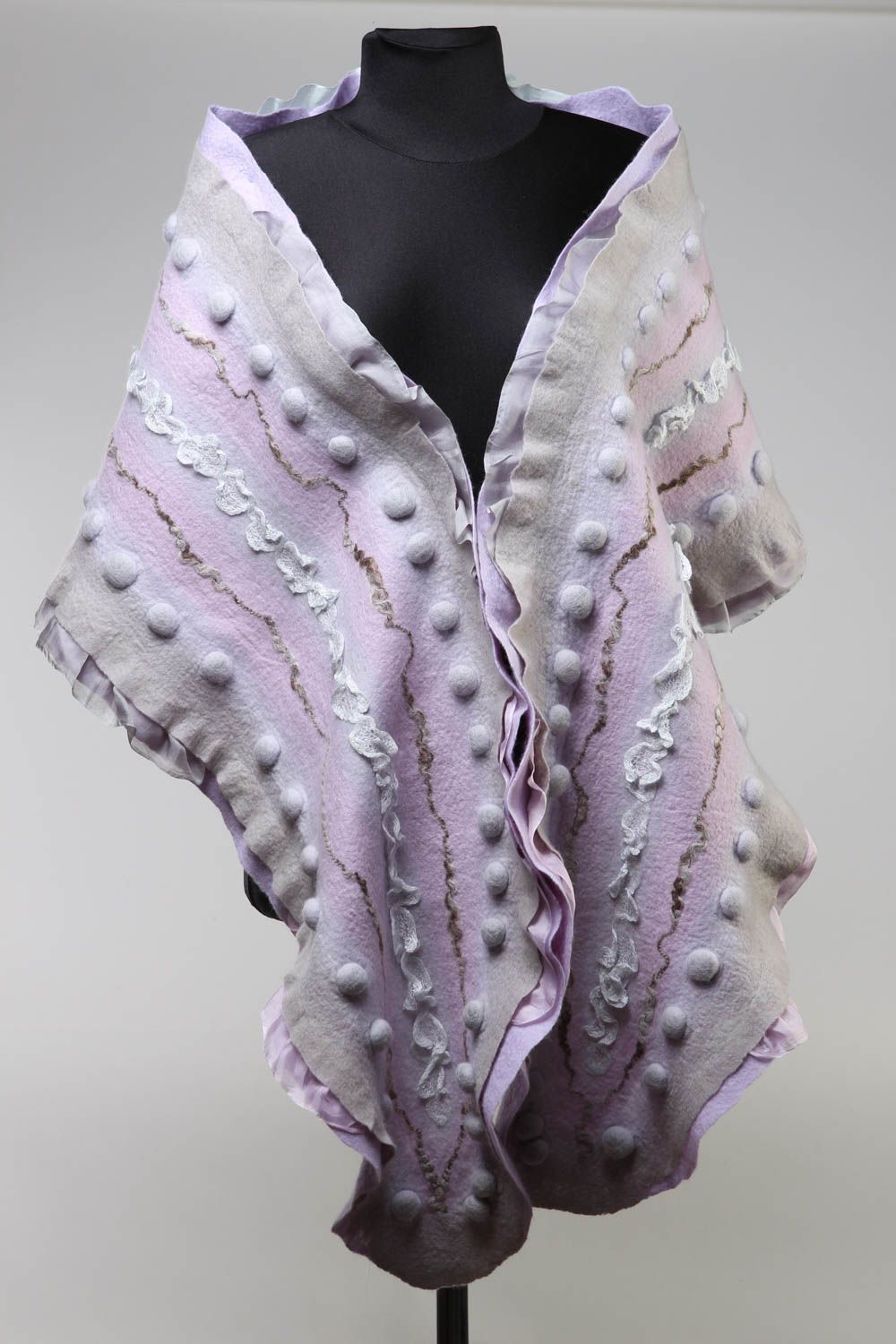 Unusual handmade felted wool scarf shawl design fashion accessories for girls photo 1