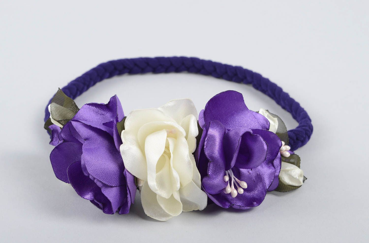 Haarschmuck Blüte handgemacht Haarband Blumen Accessoire für Kinder zweifarbig foto 1