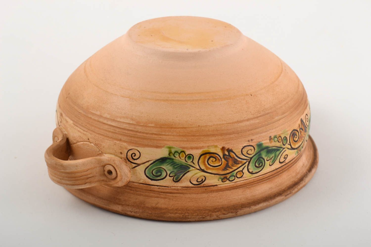 Глиняная посуда ручной работы керамическая тарелка расписная красивая посуда 2 л фото 5