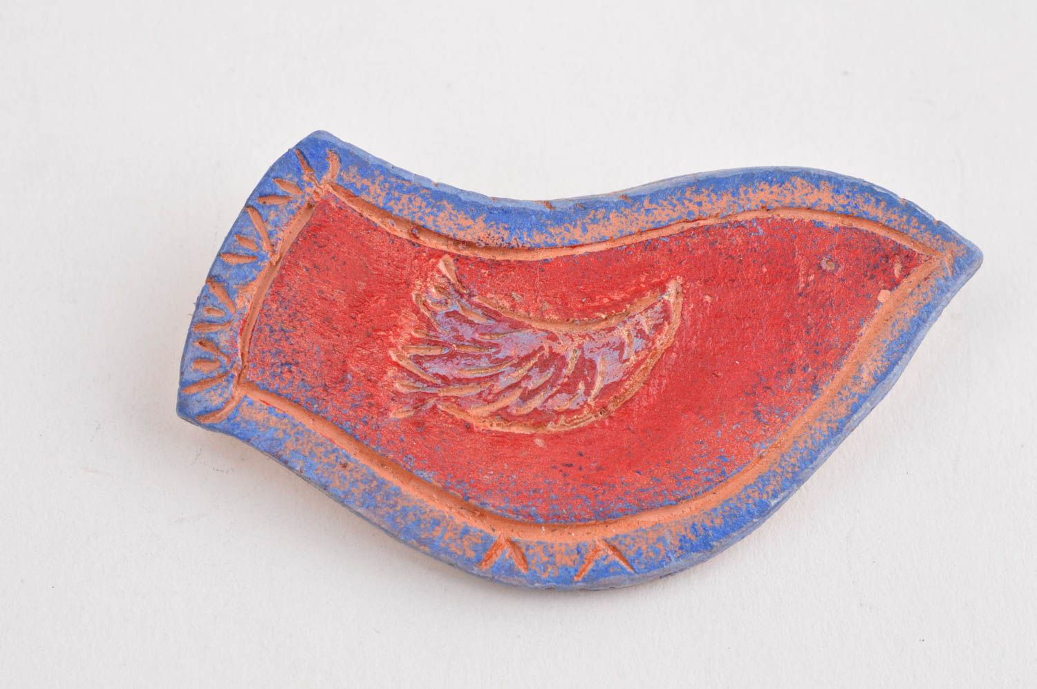 Keramik Schmuck handmade grelle Vogel Brosche aus Ton Accessoire für Frauen  foto 2