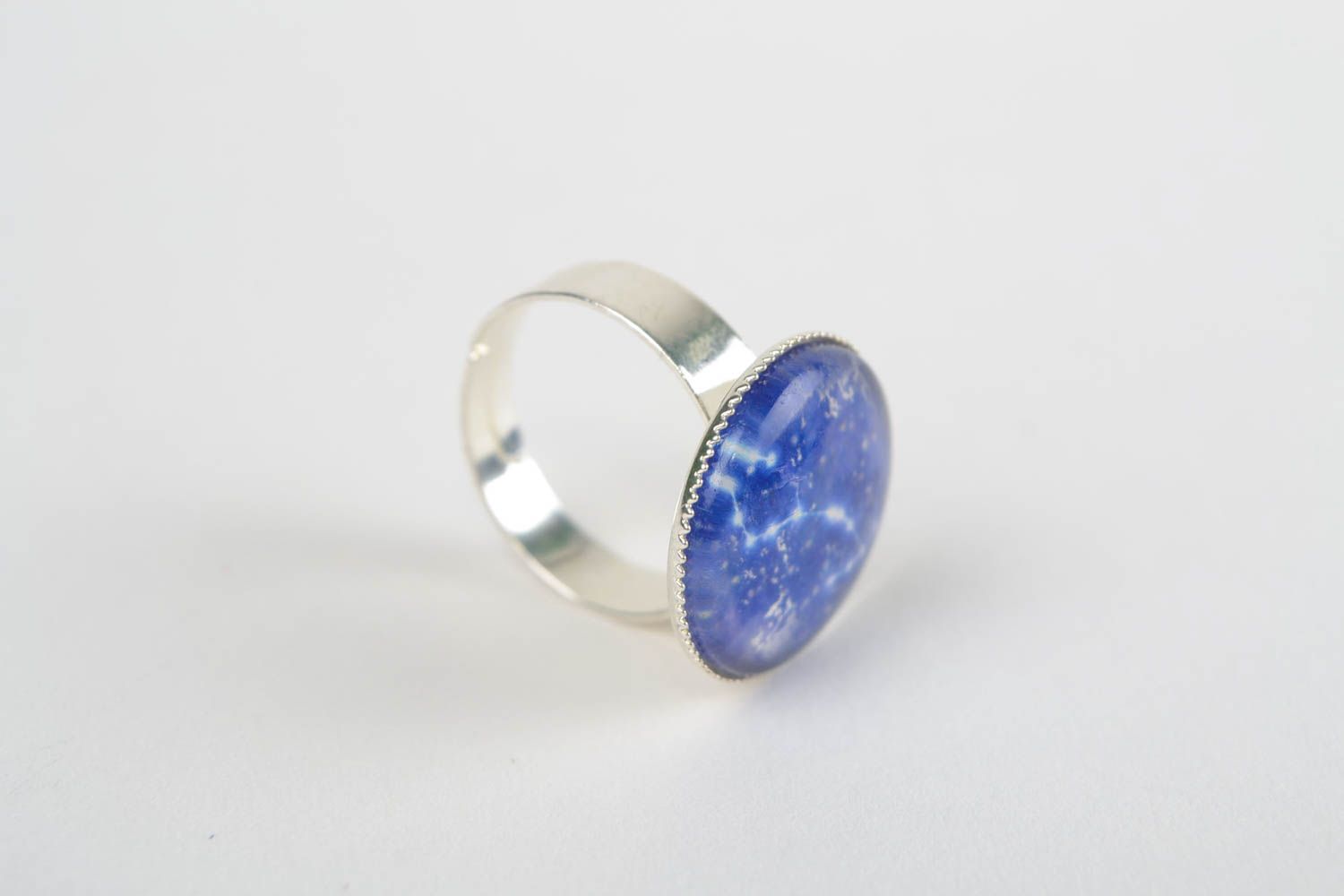 Handmade designer round top metal ring with glass element Scorpio zodiac sign photo 4