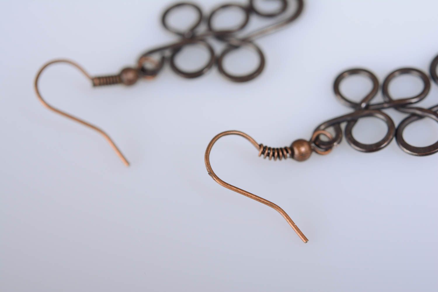 Longues boucles d'oreilles en cuivre faites main wire wrapping pour femme  photo 5