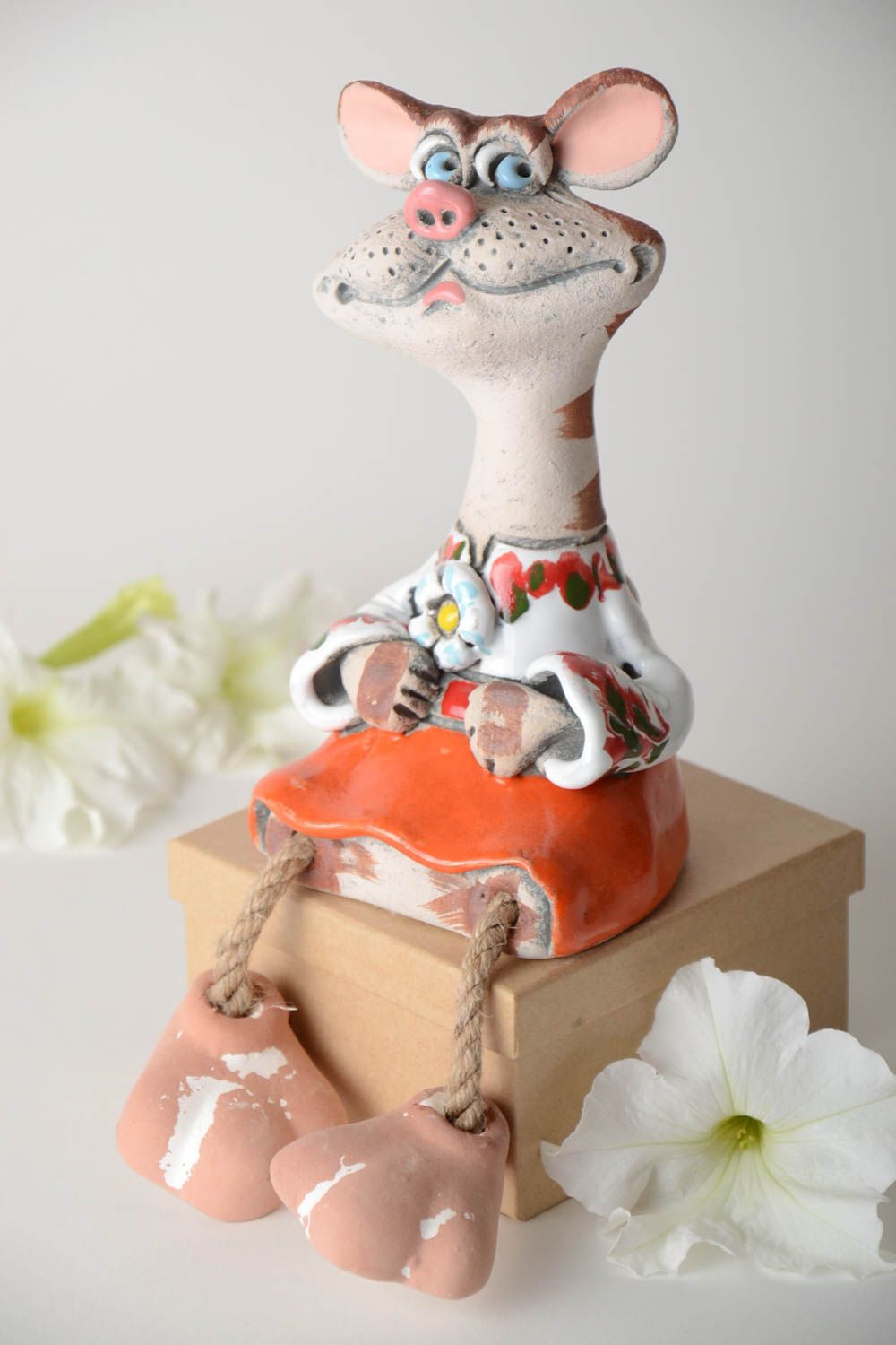 Handgemachte Keramik Spardose Katze Geschenk für Freundin Ton Deko gestreift foto 1