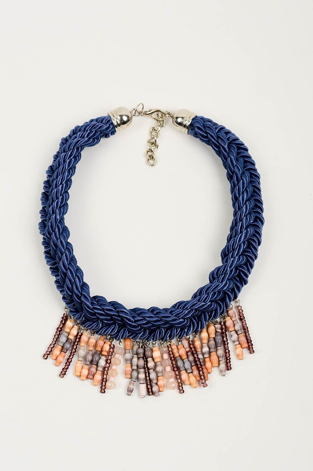 Handmade textile necklace elegant beaded necklace stylish cute jewelry photo 2