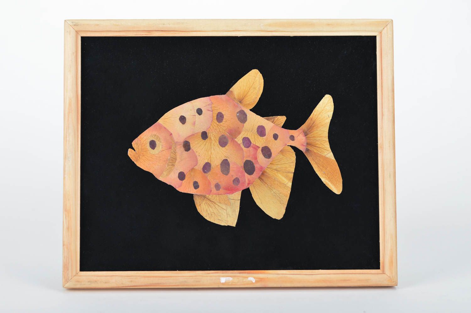 Handmade cute picture made of natural materials fish wall decor for home photo 1